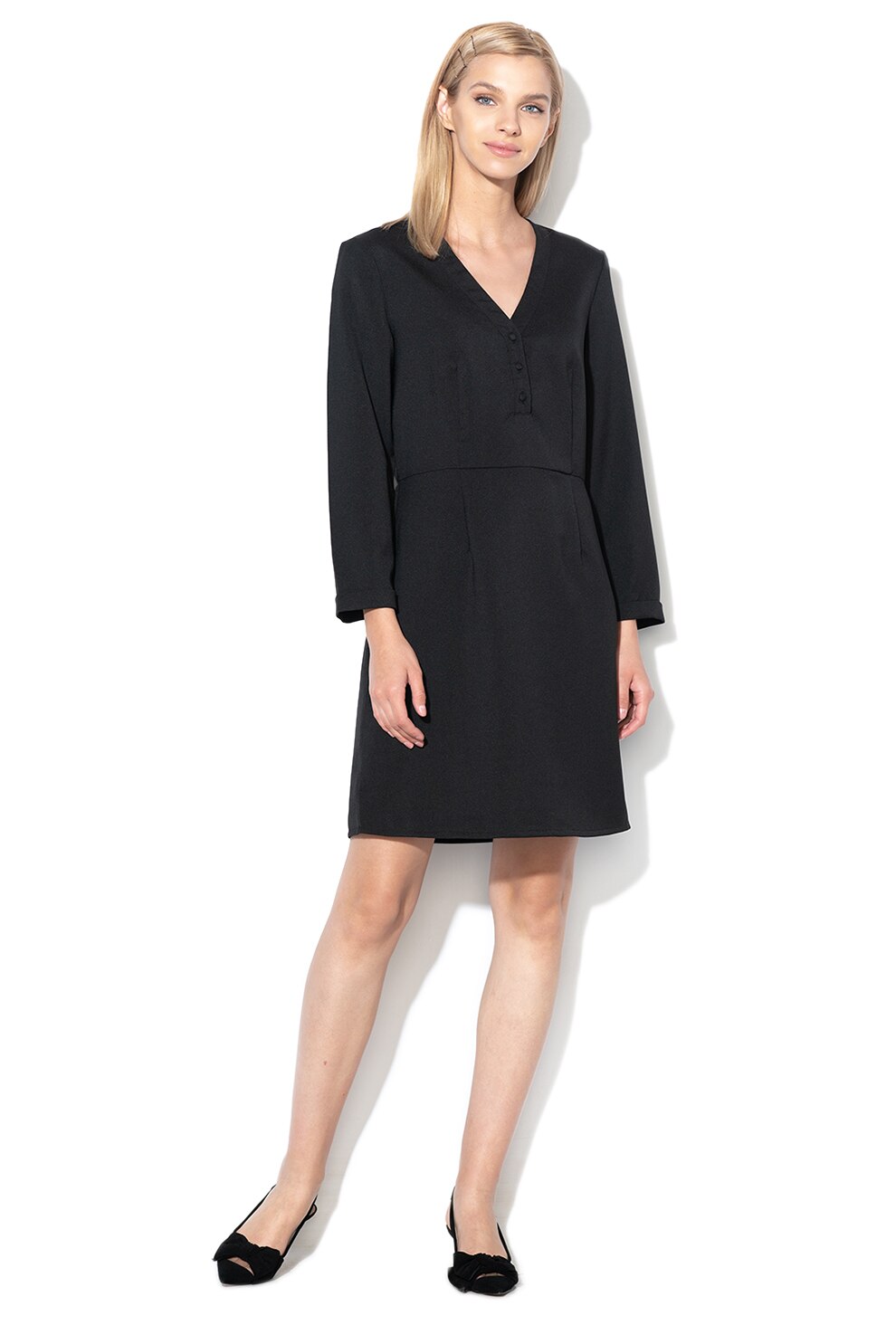 Vero Moda, Rochie mini cu croiala dreapta Smilla, Negru