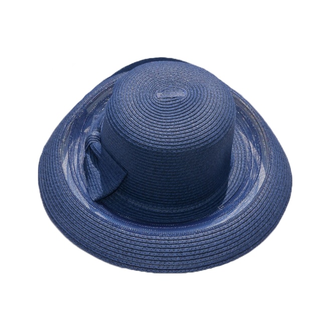 Palarie de plaja chic cu borduri largi si funda,D&J Exclussive,bleumarin