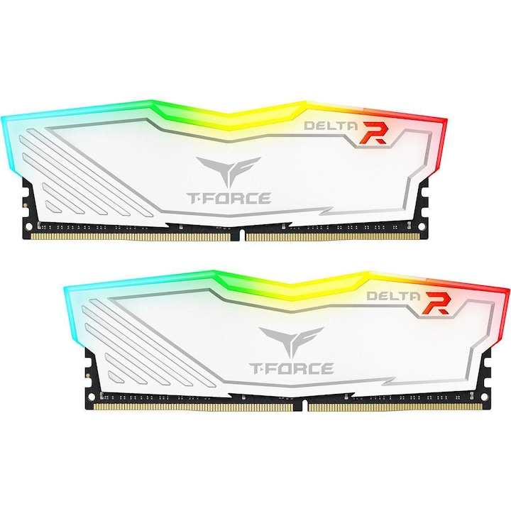 Оперативна памет Team Group T-Force Delta RGB White DDR4 - 16GB (2x8GB) 3200MHz CL16-18-18-38 1.35V 4-W-8Gx2-3200