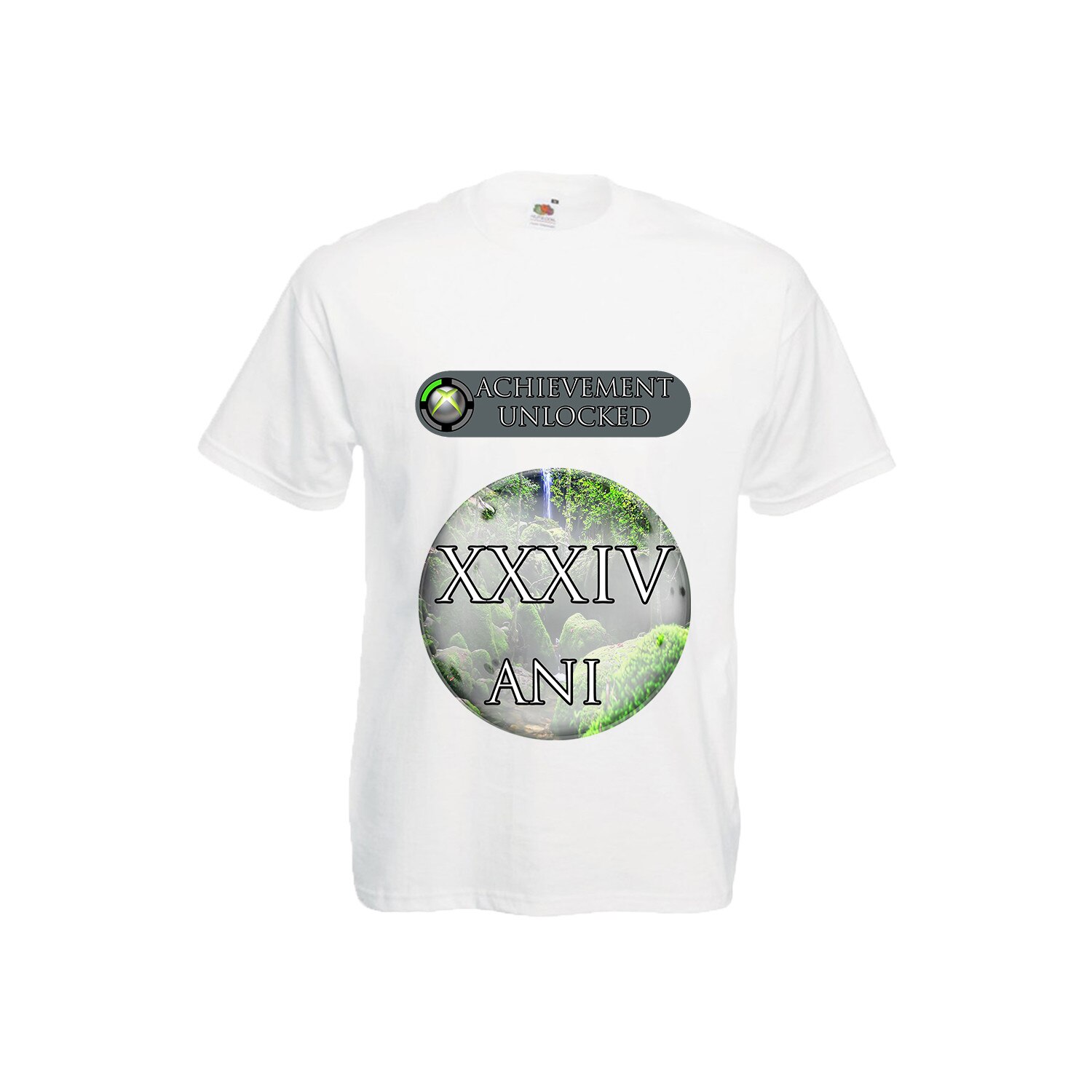 Tricou barbatesc personalizat Fruit of the loom mesaj aniversar Achievement Unlocked 34 ani,alb, M