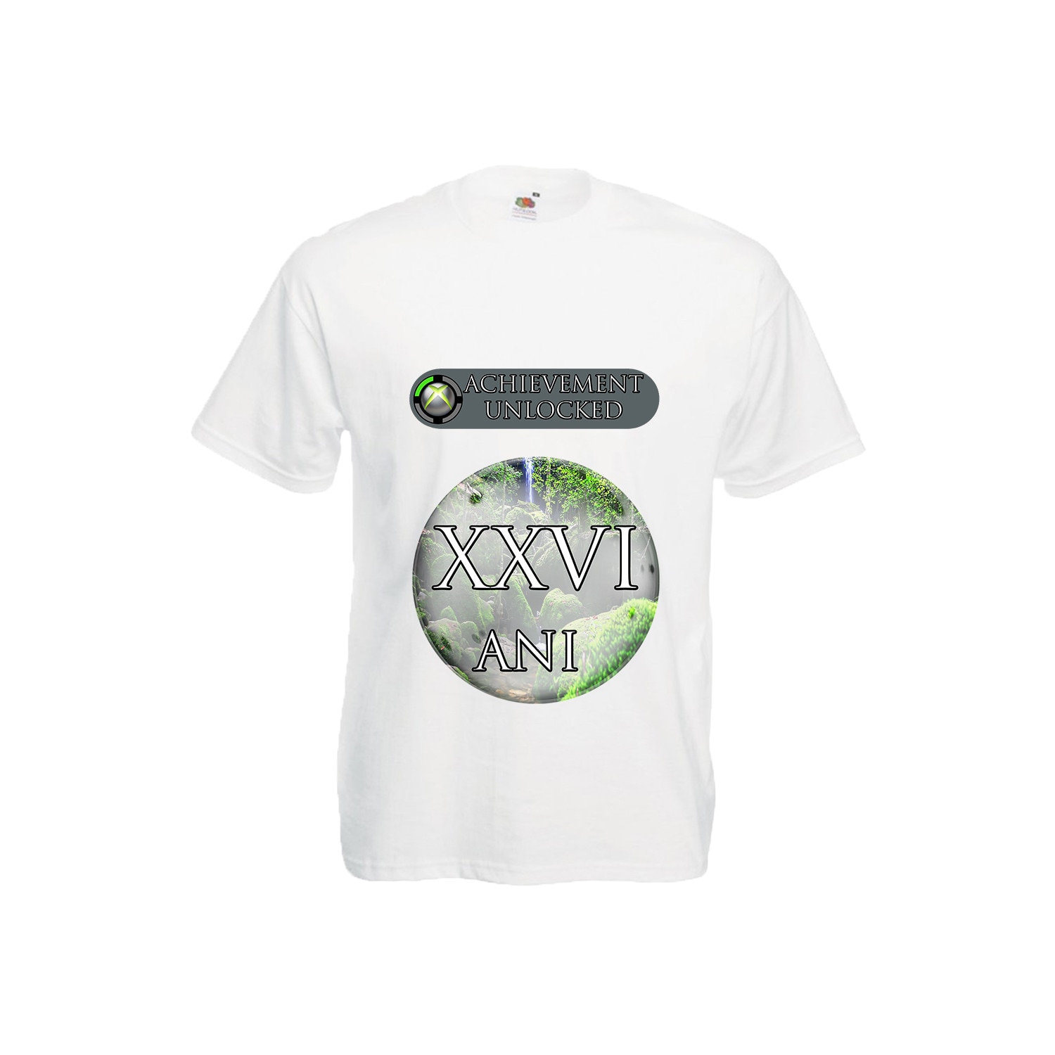 Tricou barbatesc personalizat Fruit of the loom mesaj aniversar Achievement Unlocked 26 ani,alb, L