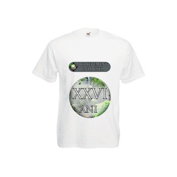 Tricou barbatesc personalizat Fruit of the loom mesaj aniversar Achievement Unlocked 26 ani,alb, XL Tricou barbatesc personalizat Fruit of the loom mesaj aniversar Achievement Unlocked 26 ani,alb, XL