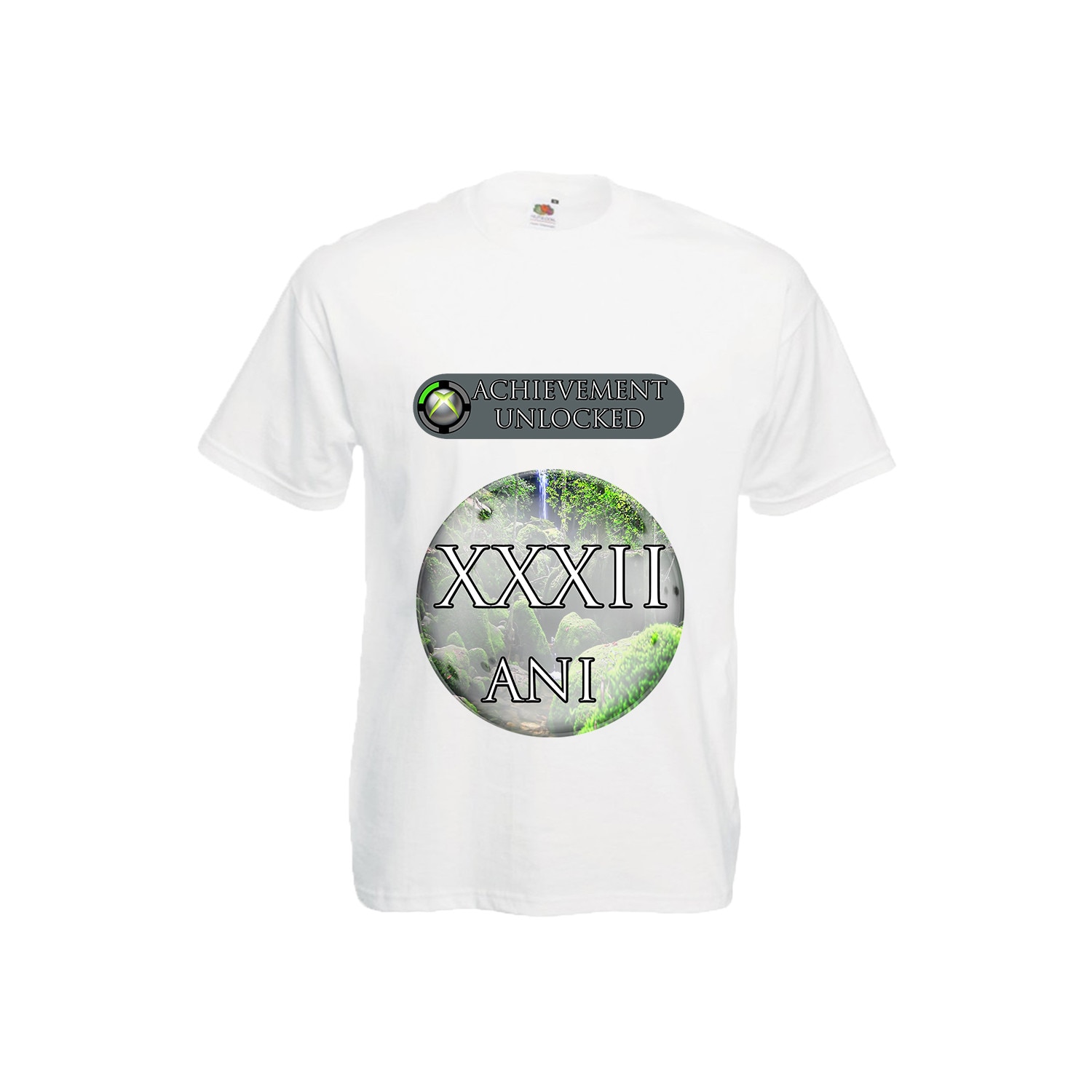 Tricou barbatesc personalizat Fruit of the loom mesaj aniversar Achievement Unlocked 32 ani,alb, XXL