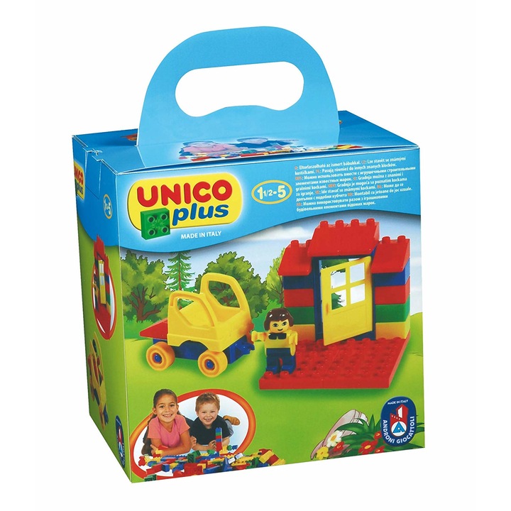 Set constructie Unico Casa cu vehicul,19 piese