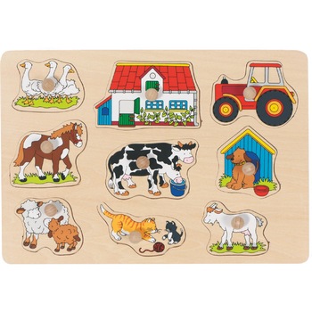 Puzzle la ferma din lemn Goki Puzzle la ferma din lemn Goki