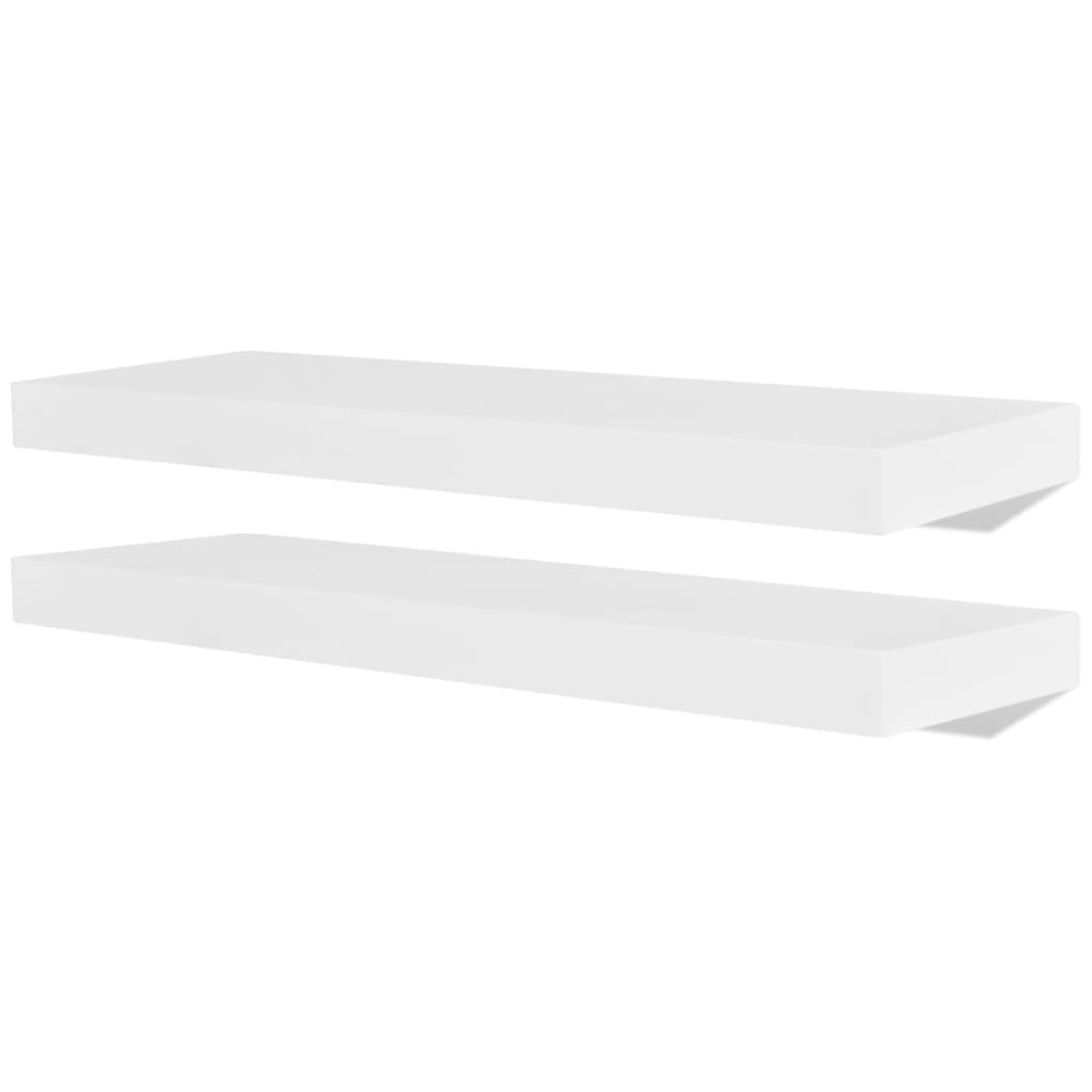 Set de 4 rafturi de perete cu zona depozitare, vidaXL, MDF, Alb, 60 x 20 x 3,8 cm