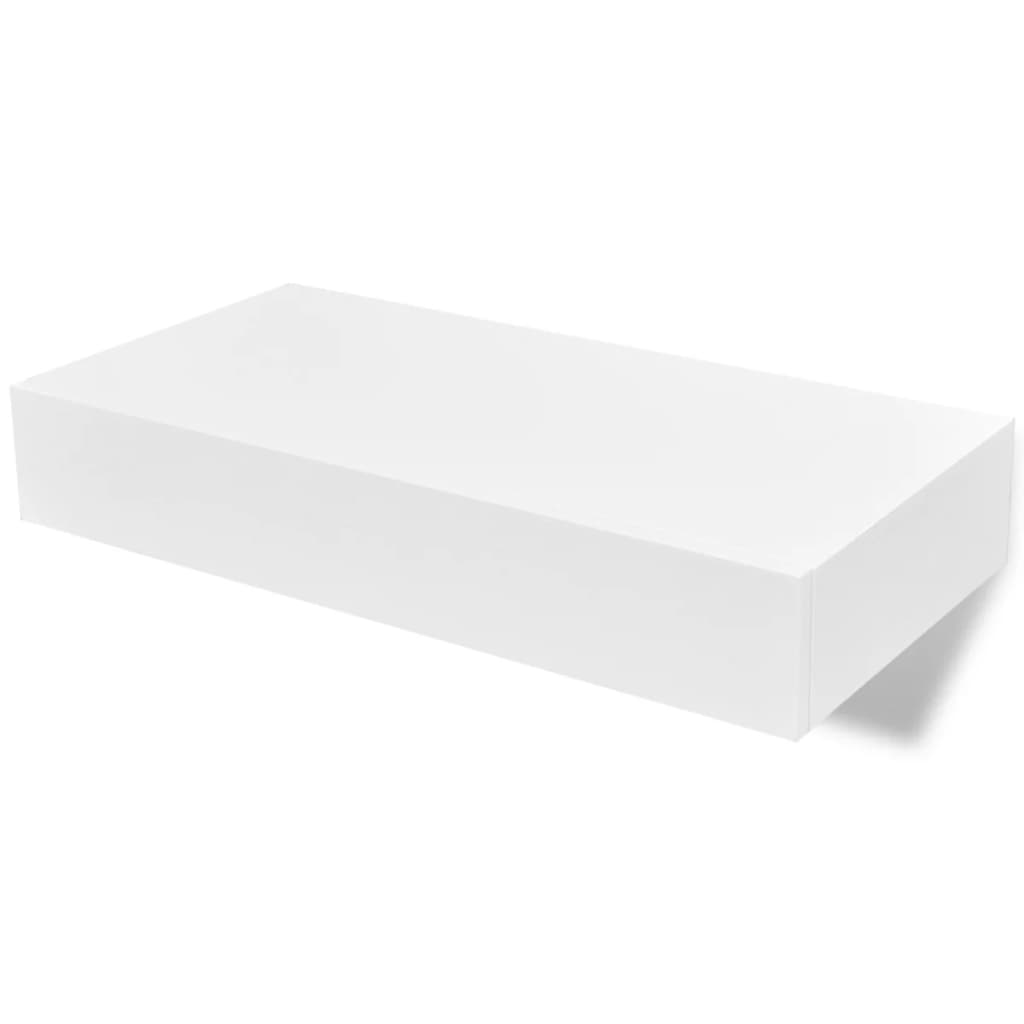 Set de 2 rafturi de perete cu zona depozitare, vidaXL, MDF, Alb, 48 x 25 x 8 cm