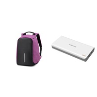 set rucsac antifurt laptop 156quot cu port usb extern incarcare si husa impermebila violet plus acumulator extern romoss oem solo 6 16000 mah white imagen 12_0_
0