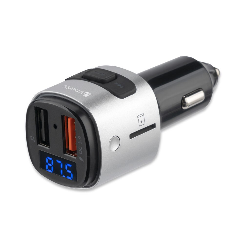 Incarcator auto cu transmitator 4smarts FM Transmitter, cu card MicroSD si afisaj, negru