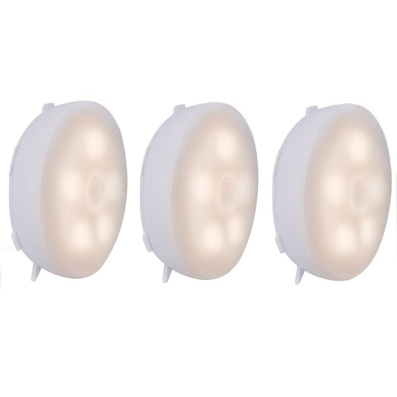 Set 3 lampi cu senzor de miscare LED RHJ, Plastic ABS, Raza de actiune 4 m, 4.5V, Alb cald