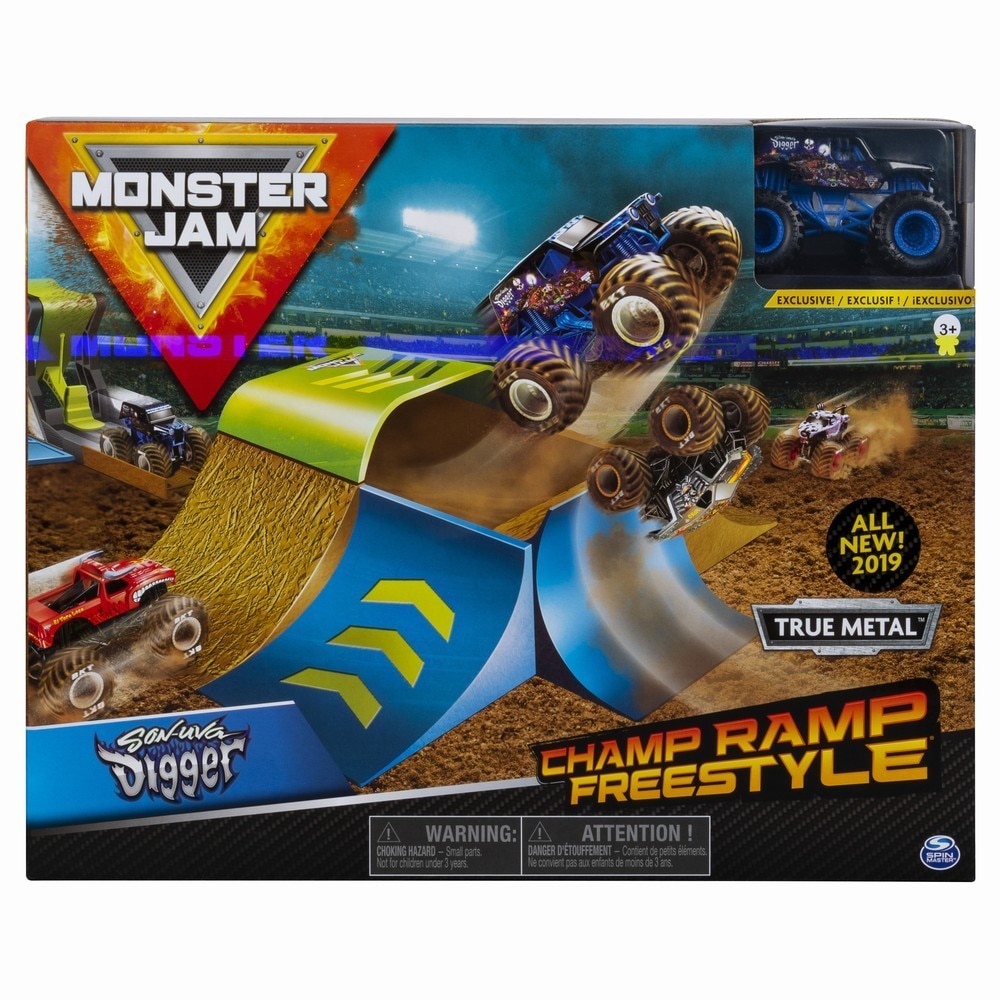 Set de joaca Monster Jam - Champ Ramp Freestyle, masinuta Sonuva Digger inclusa