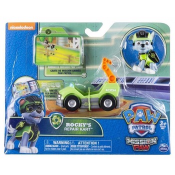 Set figurina cu vehicul Paw Patrol - Rocky's repair kart Set figurina cu vehicul Paw Patrol - Rocky's repair kart