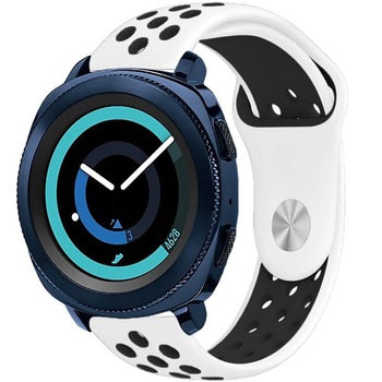 Curea ceas Smartwatch Samsung Gear S3, iUni 22 mm Silicon Sport White-Black Curea ceas Smartwatch Samsung Gear S3, iUni 22 mm Silicon Sport White-Black