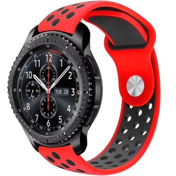 Curea ceas Smartwatch Samsung Gear S3, iUni 22 mm Silicon Sport Red-Black Curea ceas Smartwatch Samsung Gear S3, iUni 22 mm Silicon Sport Red-Black