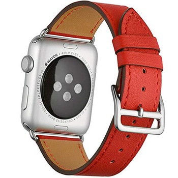 Curea iUni compatibila cu Apple Watch 1/2/3/4/5/6, 38mm, Single Tour, Piele, Rosu Curea iUni compatibila cu Apple Watch 1/2/3/4/5/6, 38mm, Single Tour, Piele, Rosu