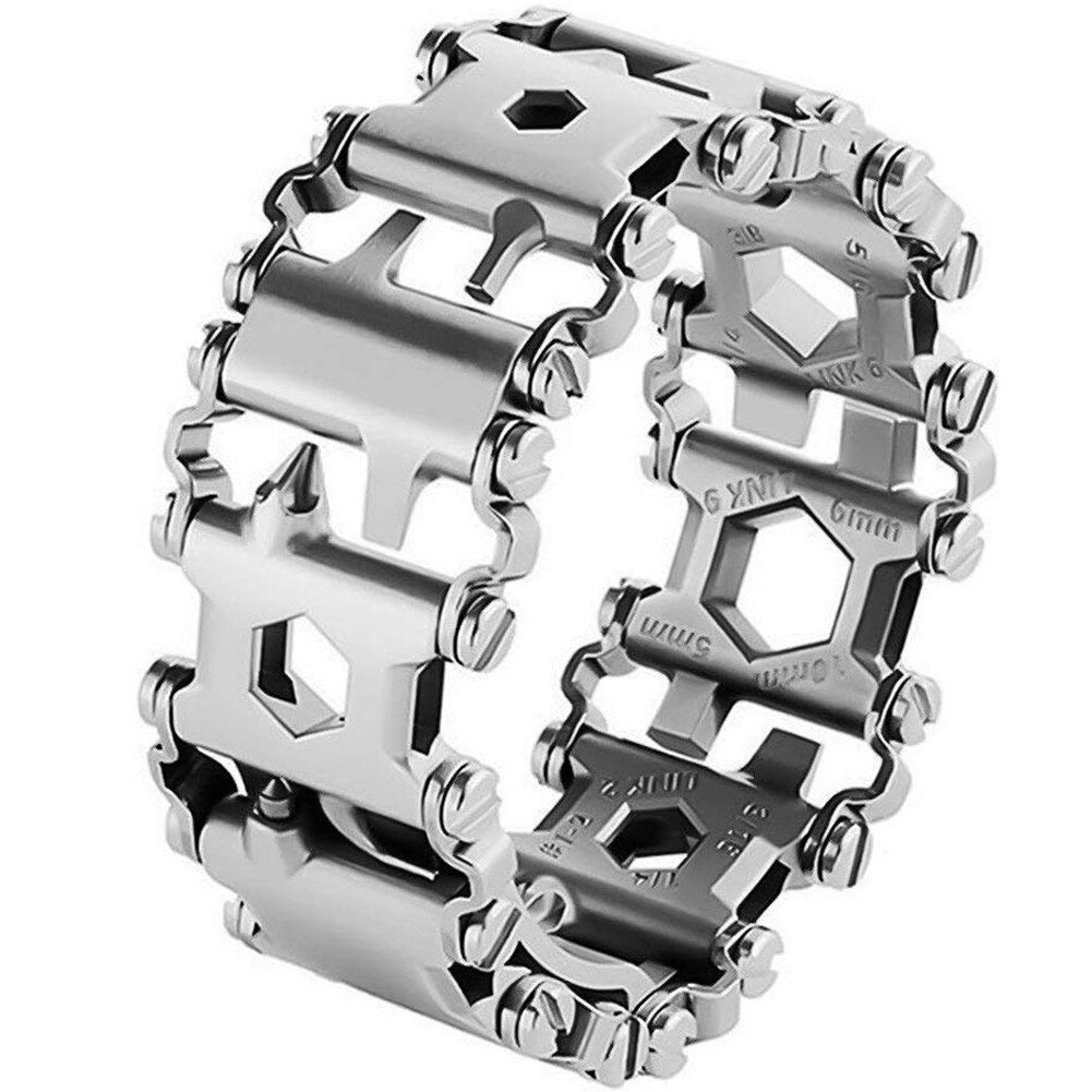 Curea iUni compatibila cu Apple Watch 1/2/3/4/5/6, 44mm, Multifunctionala 29 in 1, Otel Inoxidabil, Silver