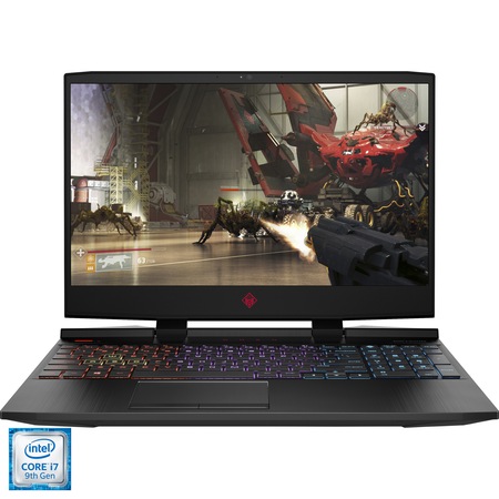 Laptop Gaming OMEN by HP 15-dc1037nq cu procesor Intel® Core™ i7-9750H pana la 4.5 GHz, 15.6", Full HD, 8GB, 128GB SSD M.2 + 1TB HDD, NVIDIA® GeForce® GTX 1660 Ti 6GB, Free DOS, Black