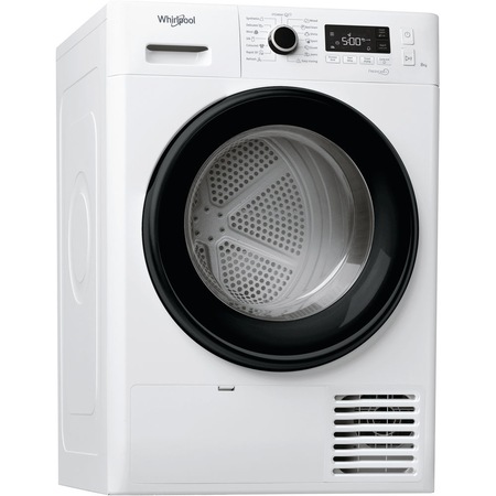 Uscator de rufe Whirlpool FreshCare+ FTM1182BEE, Pompa de caldura, 8 kg, Clasa A++, Motor Inverter, 6th Sense, Display digital, Alb