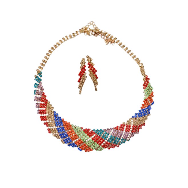 Set elegant de bijuteri,colier oval si cercei,D&J Exclussive,multicolor