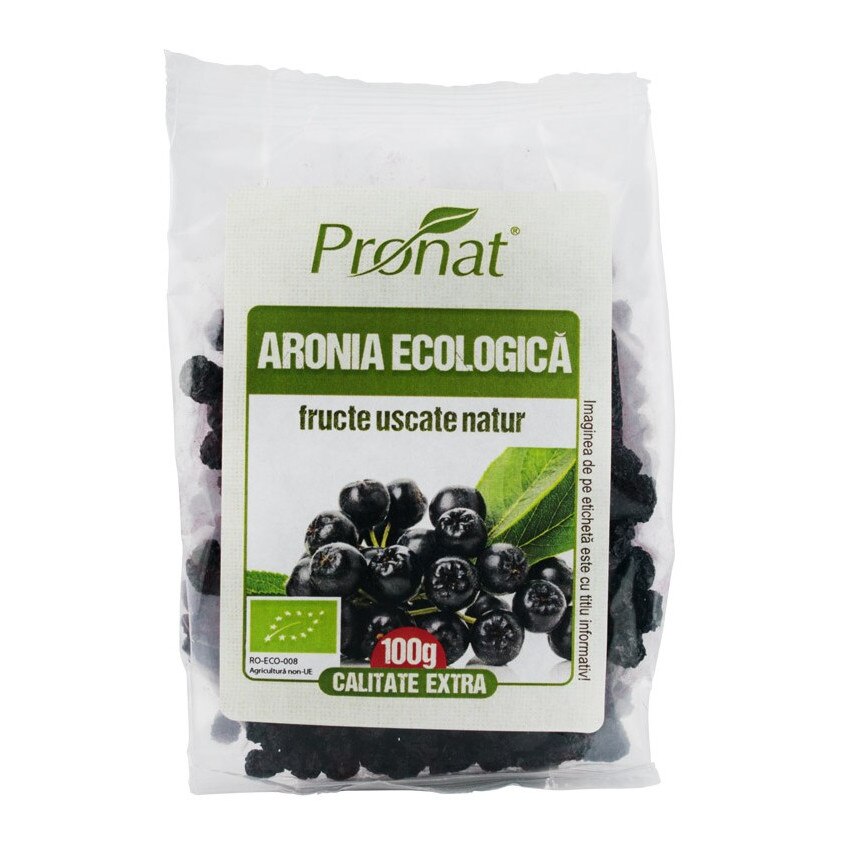 Fructe de aronia uscate, bio, Pronat, 100 g