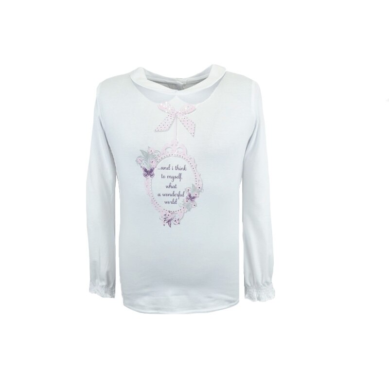 Bluza eleganta cu maneca lunga pentru fete Atut 6488, Alb, 122