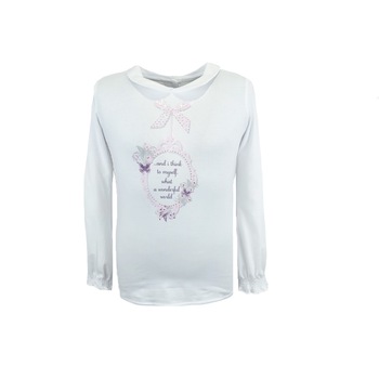 Bluza eleganta cu maneca lunga pentru fete Atut 6488, Alb, 122 Bluza eleganta cu maneca lunga pentru fete Atut 6488, Alb, 122
