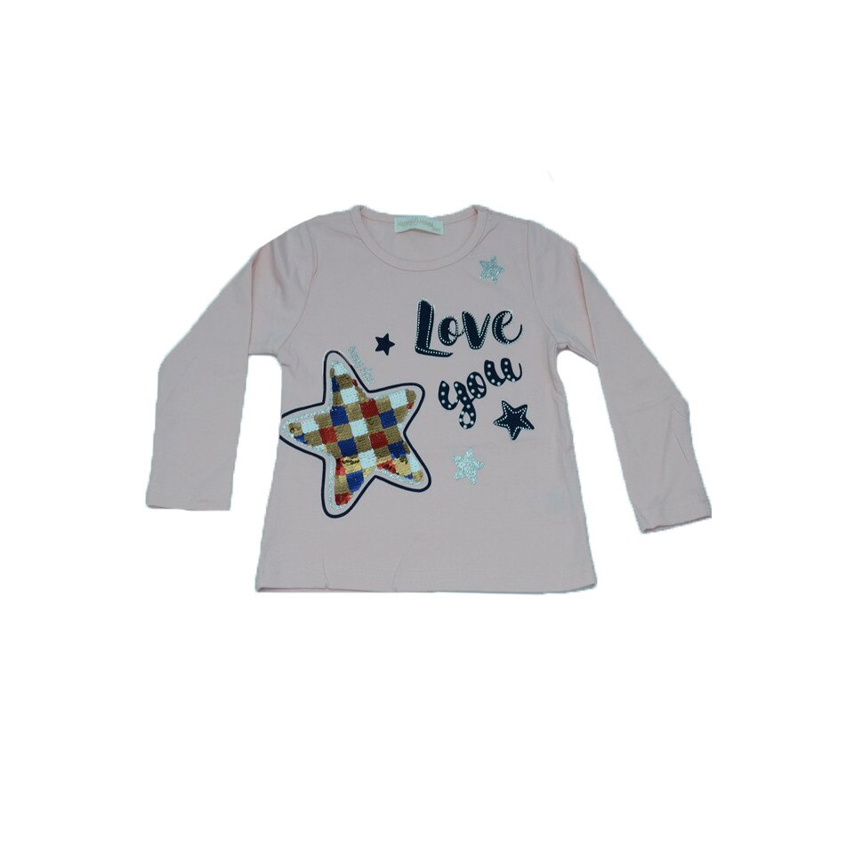 Bluza cu maneca lunga pentru fetite Happy House FOFO-068R, Roz, 110