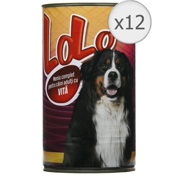 Hrana umeda pentru caini Lolo, Vita, 12 buc x 1240g Hrana umeda pentru caini Lolo, Vita, 12 buc x 1240g