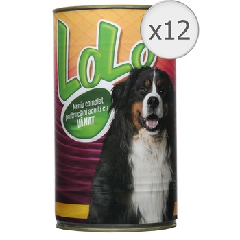 Hrana umeda pentru caini Lolo, Vanat, 12 buc x 1240g Hrana umeda pentru caini Lolo, Vanat, 12 buc x 1240g
