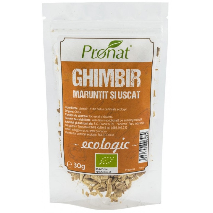 Ghimbir maruntit si uscat, bio, Pronat, 30 g