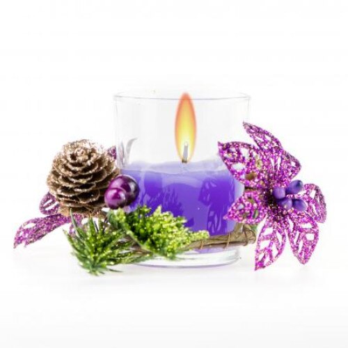 Lumanare de Craciun, decor brad, DA13, Parafina, Violet
