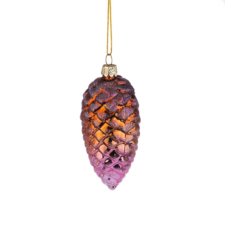 Коледна играчка Димс-92 Шишарка L022, стъкло, 10 см