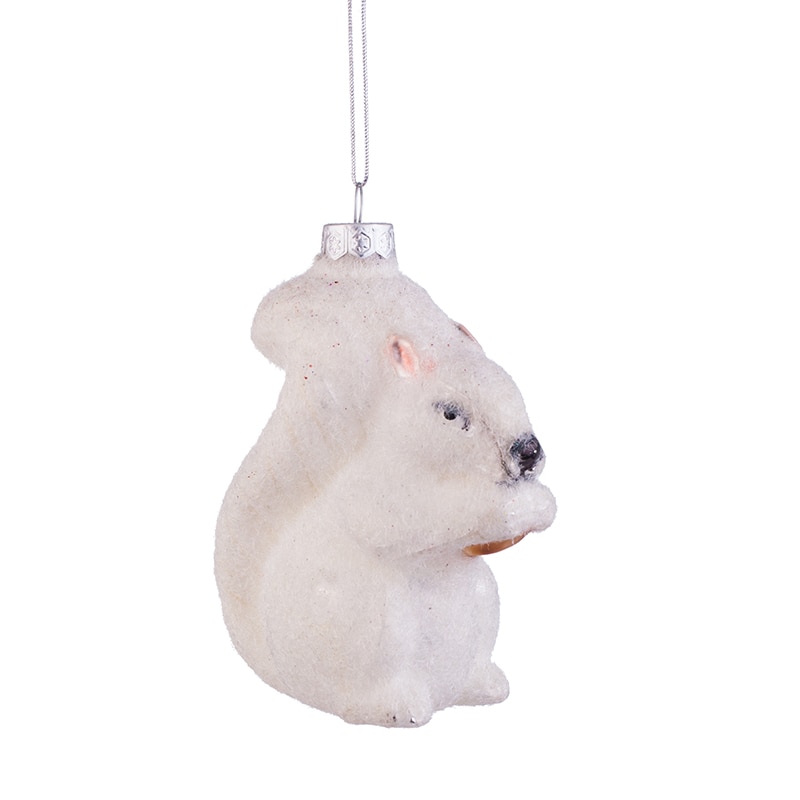 Ornament brad, glob model veverita, L065, Sticla, 8.5cm