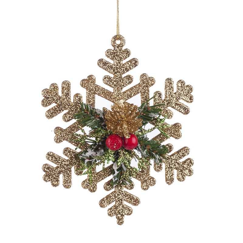 Stea decorativa cu gliter, decor brad, MS0522, Auriu