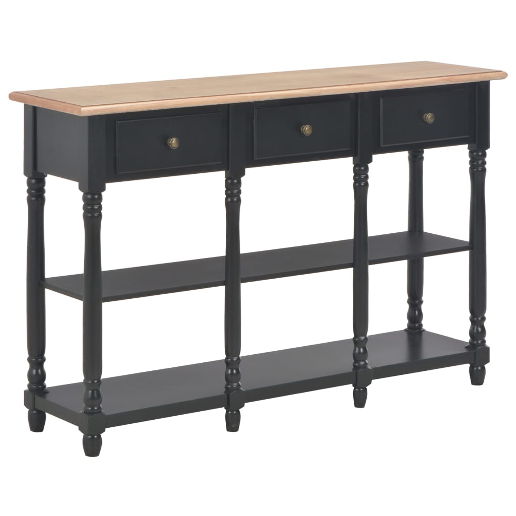 Masa consola, vidaXL, Maro si negru, MDF, 120 x 30 x 76 cm