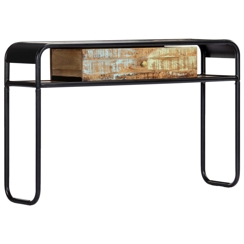 Masa consola, vidaXL, Lemn reciclat/Otel, 118 x 30 x 75 cm, Maro