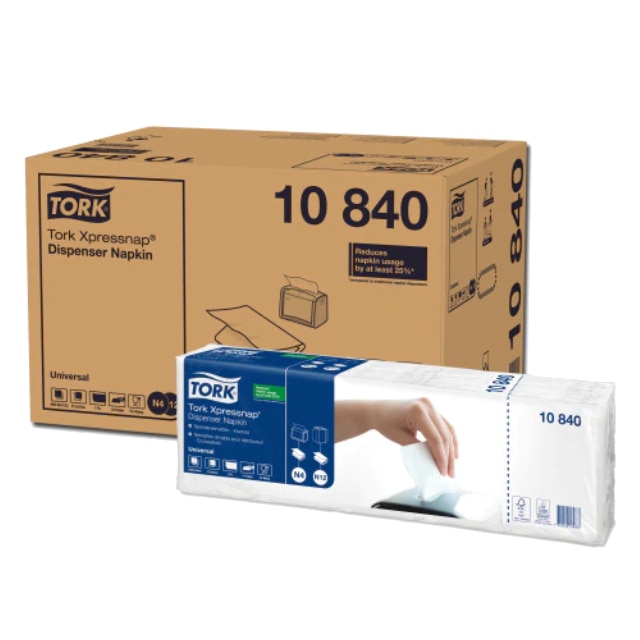 Servetele de masa Tork N4 10840, 1125 foi/pachet, 8 pachete/bax, 1 strat, culoare alb