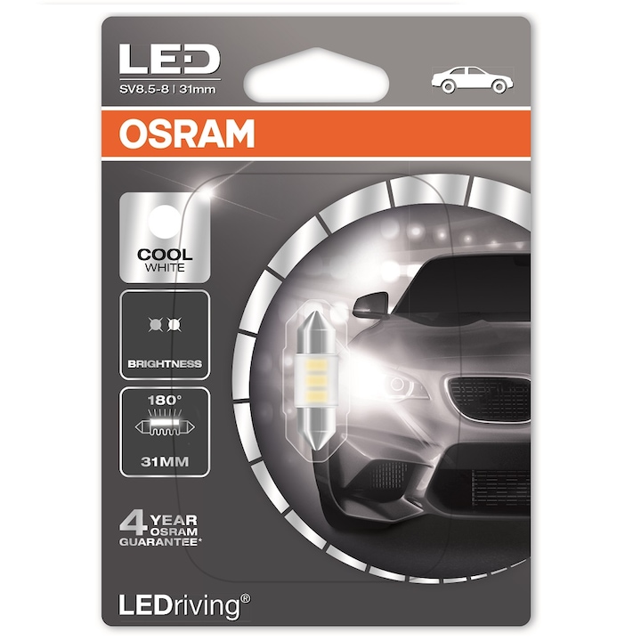 1бр. LED крушкa C5W Osram LEDriving Standart, 6431CW-01B 12V 0.5W SV8.5-8 31mm
