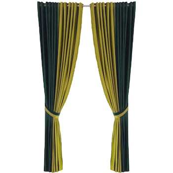 Set 2 draperii DECORINT pe inele capse (DC.01), catifea verde inchis/deschis, 280x250cmx2 buc + 2 esarfe Set 2 draperii DECORINT pe inele capse (DC.01), catifea verde inchis/deschis, 280x250cmx2 buc + 2 esarfe