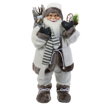 Mos Craciun Kring, cu sac de cadouri, 60 cm, Alb/gri Mos Craciun Kring, cu sac de cadouri, 60 cm, Alb/gri