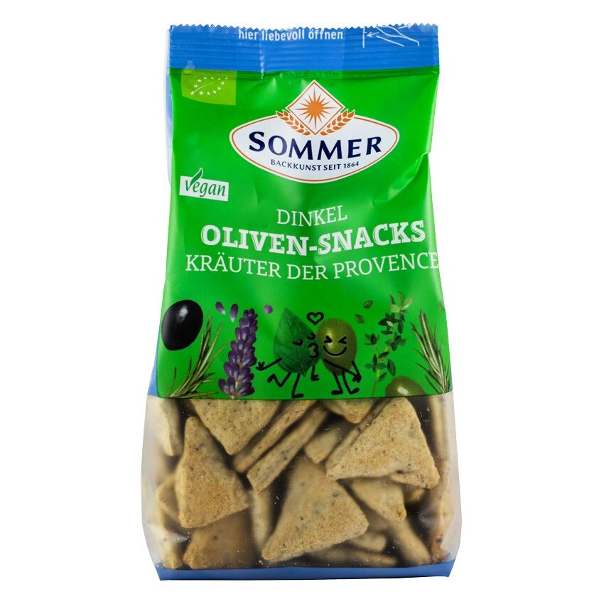 Biscuiti din faina de grau spelta cu masline si ierburi de Provence, bio, Sommer, 150 g