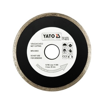Disc diamantat, Yato, YT-6013, taiare umeda placi ceramice 125X2,2X5,3X22,2 mm Disc diamantat, Yato, YT-6013, taiare umeda placi ceramice 125X2,2X5,3X22,2 mm