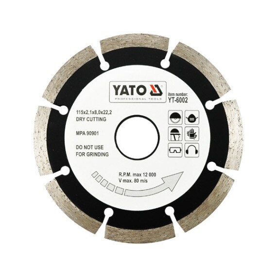 Disc diamantat segmente, Yato, YT-6002, taiere uscata, 115x2,1x8,0x22,2mm