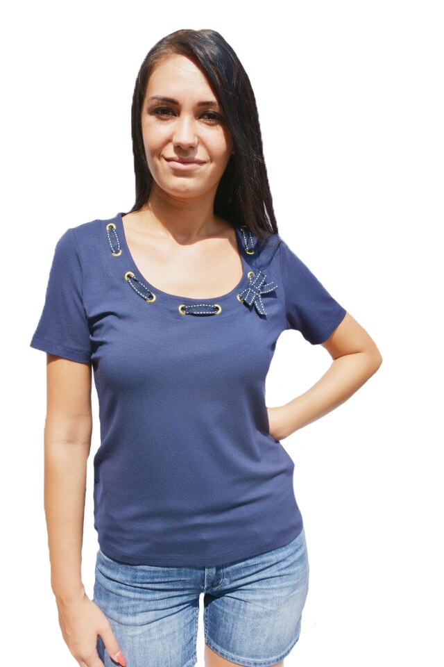 Tricou casual, croi drept pe corp,fundita in fata,D&J Exclussive, Bleumarin