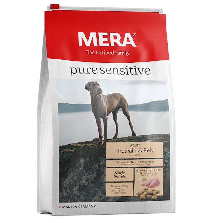 Суха храна за кучета Mera Pure Sensitive, Adult, Пуйка & Ориз, 12.5 кг