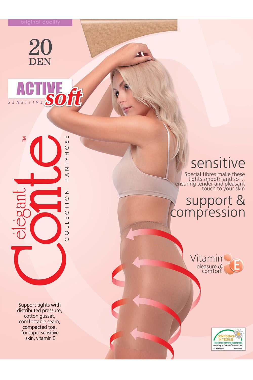 Ciorap subtire si modelator, vitamina E, Active Soft 20 Den, Conte Elegant, Shade