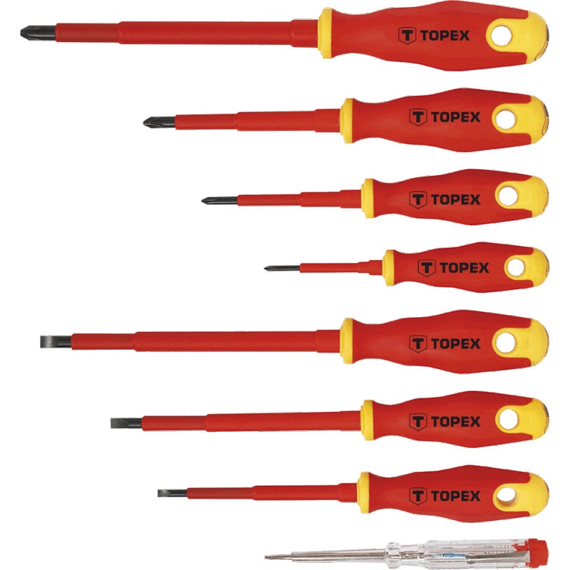 Set de surubelnite cu tensiune 1000V, 8 buc, Topex 39D674