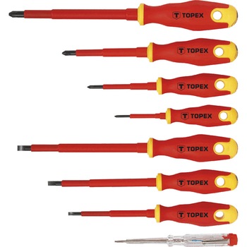Set de surubelnite cu tensiune 1000V, 8 buc, Topex 39D674 Set de surubelnite cu tensiune 1000V, 8 buc, Topex 39D674