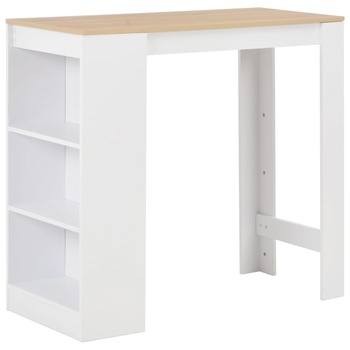 Masa de bar cu raft, alb, 110 x 50 x 103 cm Masa de bar cu raft, alb, 110 x 50 x 103 cm