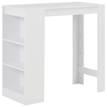 Masa de bar cu raft, alb, 110 x 50 x 103 cm Masa de bar cu raft, alb, 110 x 50 x 103 cm